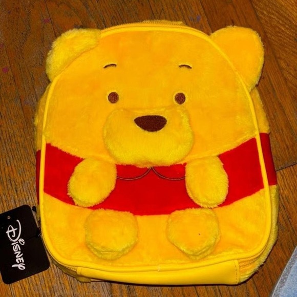 Disney Handbags - Disney Winnie The Pooh Plush Figural cosmetic Lunch Bag by Bioworld fuzzy NWT